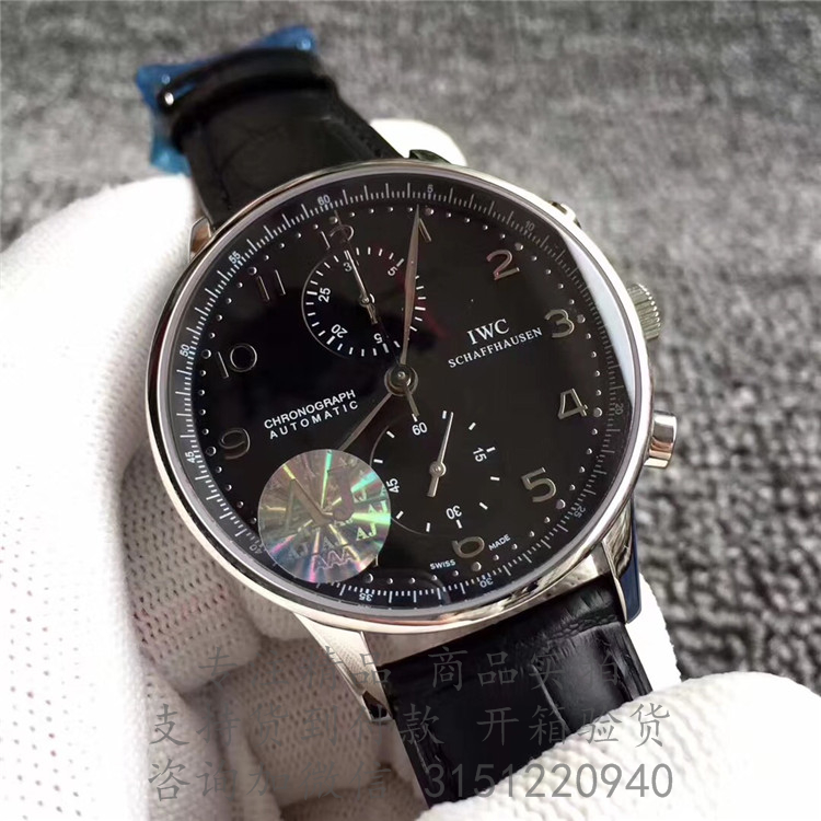 IWC葡萄牙系列计时腕表 IW371447 黑色表盘皮带自动机械手表