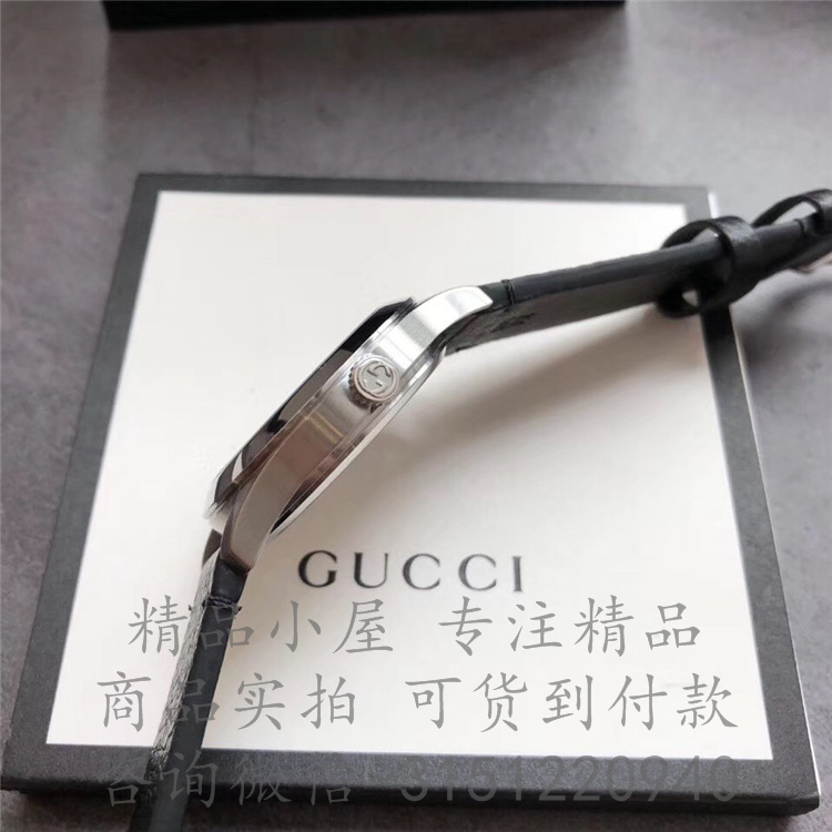 Gucci石英表YA1264067 508721 黑色表盘蜜蜂印花G-Timeless腕表, 38毫米