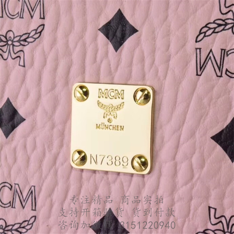 MCM手拿包 MXZ8AVI26TC001 粉色Visetos Original拉链手包
