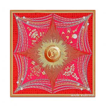 路易威登LV红色饰金属太阳图案 VENDÔME 方巾 M71436