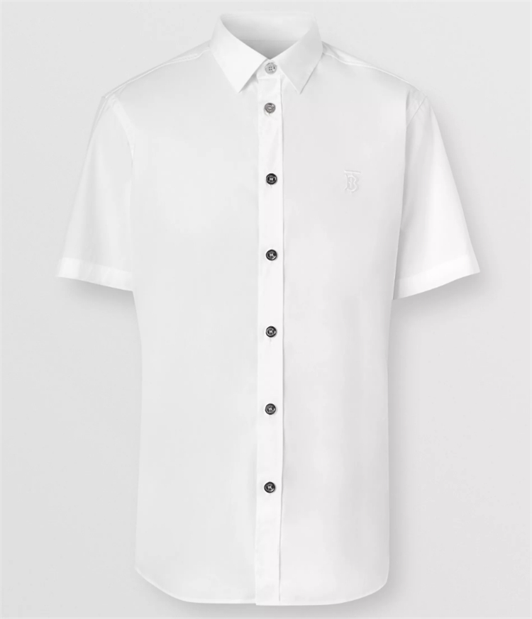 Burberry 80293561 男士短袖专属标识图案弹力棉衬衫
