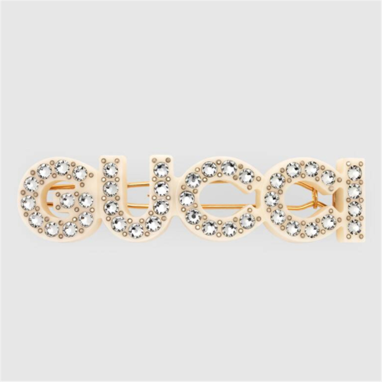 GUCCI 657510 女士白色 水晶“Gucci”发夹