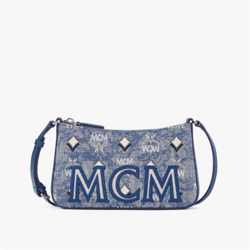MCM MWSBATQ01LU001 女士蓝色 Vintage Jacquard Monogram 肩背包