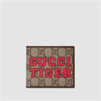 GUCCI 671652 男士乌木色拼红色 中国新年系列饰“Gucci Tiger”印花钱包