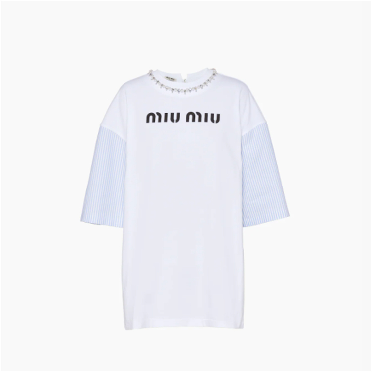 MIUMIU MJN352 女士白色 Oversize 棉质 T恤
