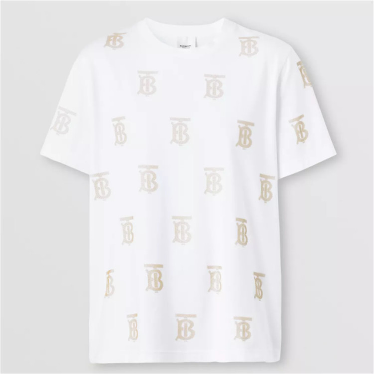 BURBEERY 80521191 女士白色 专属标识装饰棉质 T恤衫