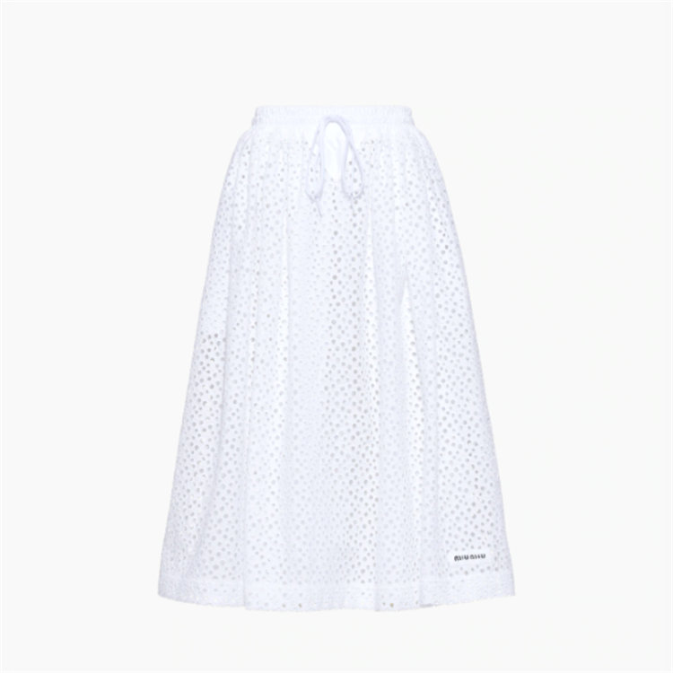 MIUMIU MG1748 女士白色 网眼蕾丝中长半身裙