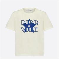 DIOR 223T19A4497 女士米白色拼荧光蓝色 DIOR VIBE T恤