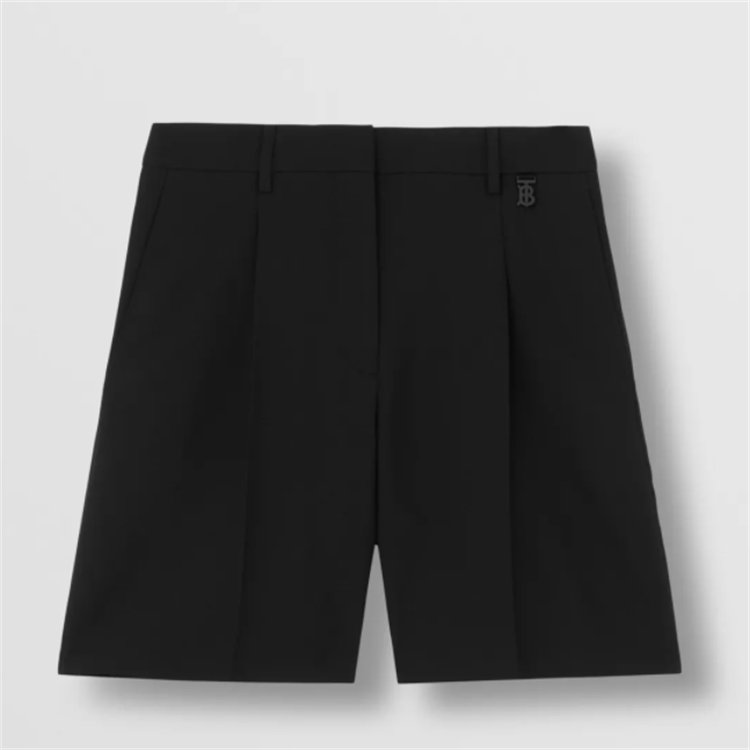 BURBERRY 80548421 女士黑色 亚洲版型专属标识装饰羊毛量裁短裤