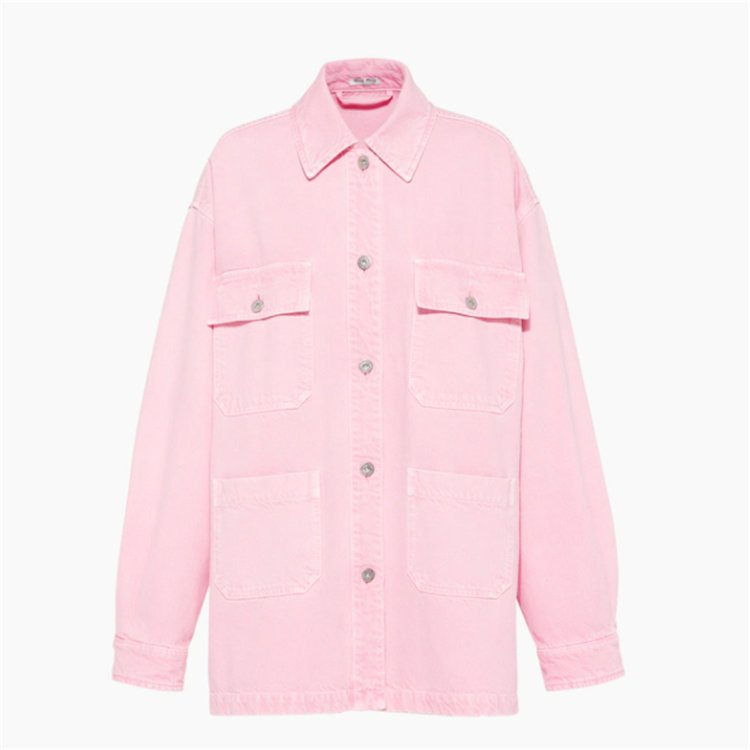 MIUMIU ML682 女士粉红色 成衣染色斜纹布夹克