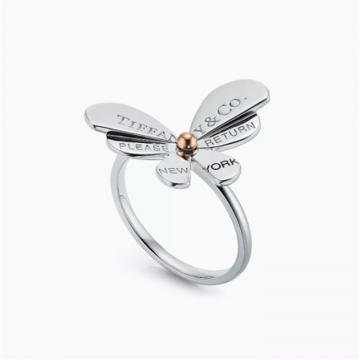 Tiffany GRP10934 女士银色 纯银和 18K 玫瑰金蝴蝶戒指