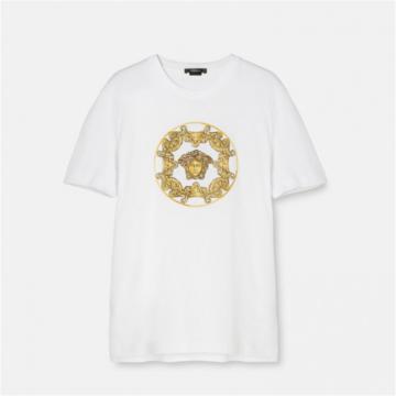 VERSACE 1006450 男士白色 CRYSTAL MEDUSA T恤