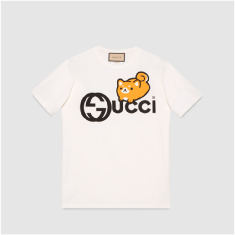 GUCCI 548334 男士白色 Gucci 动物印花棉质 T恤