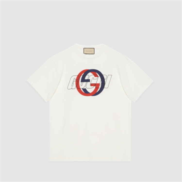 GUCCI 771758 男士米白色 针织棉印花 T恤