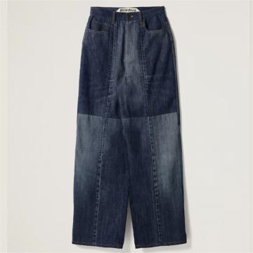 MIUMIU GWP495 女士蓝色 五口袋丹宁牛仔裤